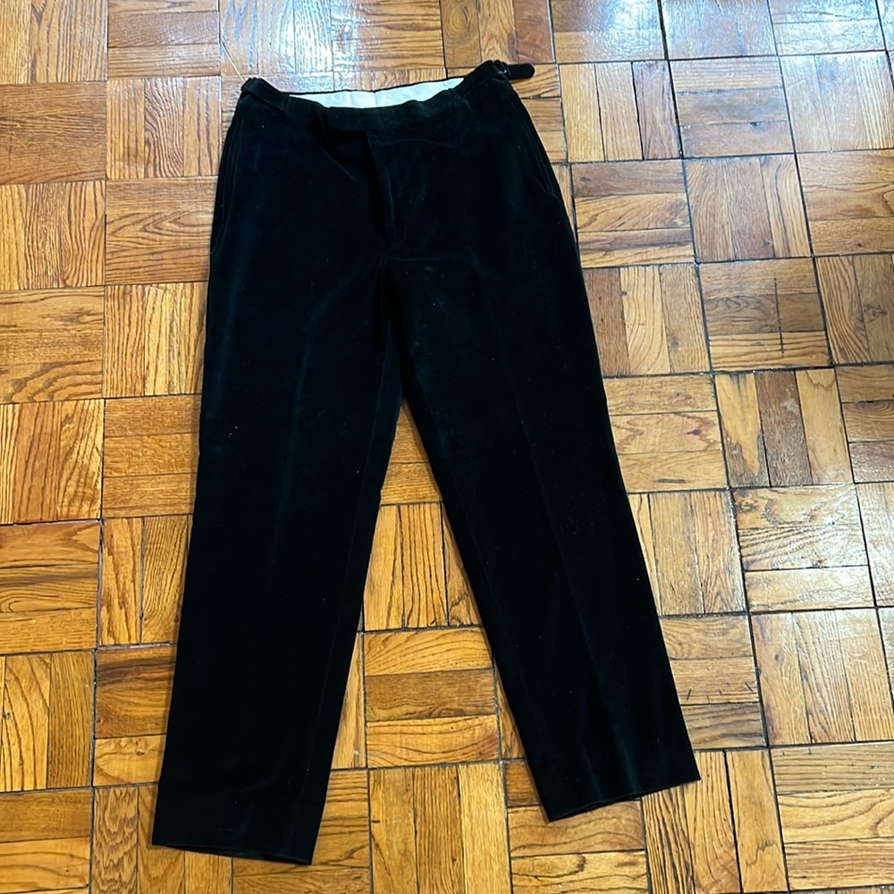 Lustrous Black Velvet Ralph Lauren Purple Label Trousers